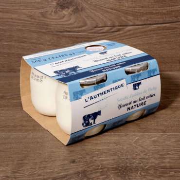 Yaourt pot verre authentique vache x4